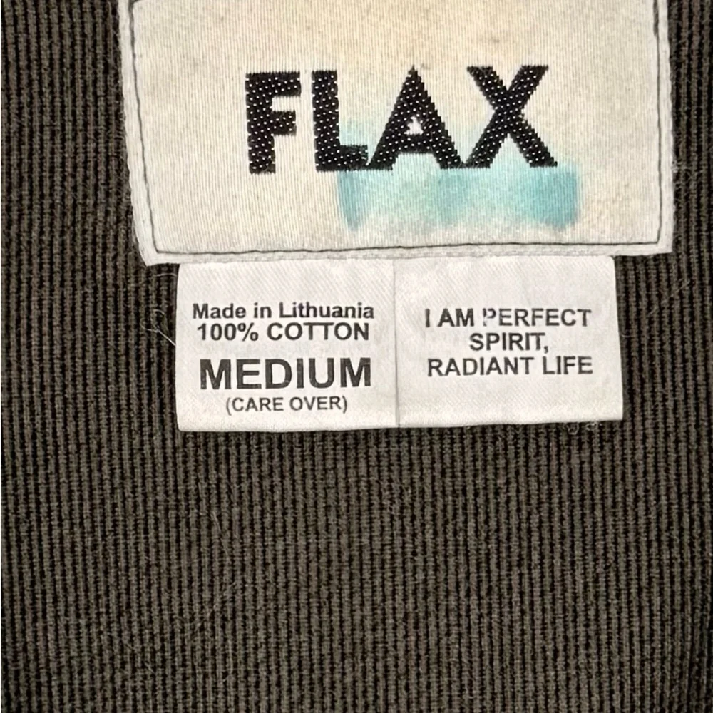 FLAX 100% Cotton Lagenlook Jacket Blazer Olive‎ Button Front Pockets Women’s M